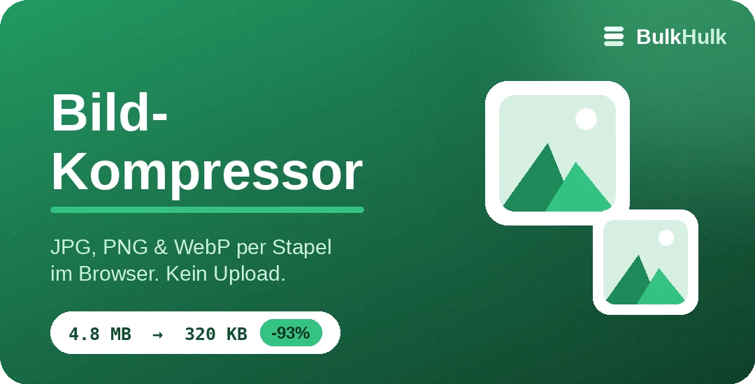 Bildkompressor im Stapel reduziert JPG, PNG und WebP — kostenloses Online-Tool