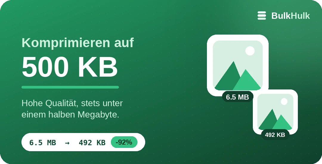 Bildkompression auf 500 KB in hoher Qualität — kostenloses Online-Tool