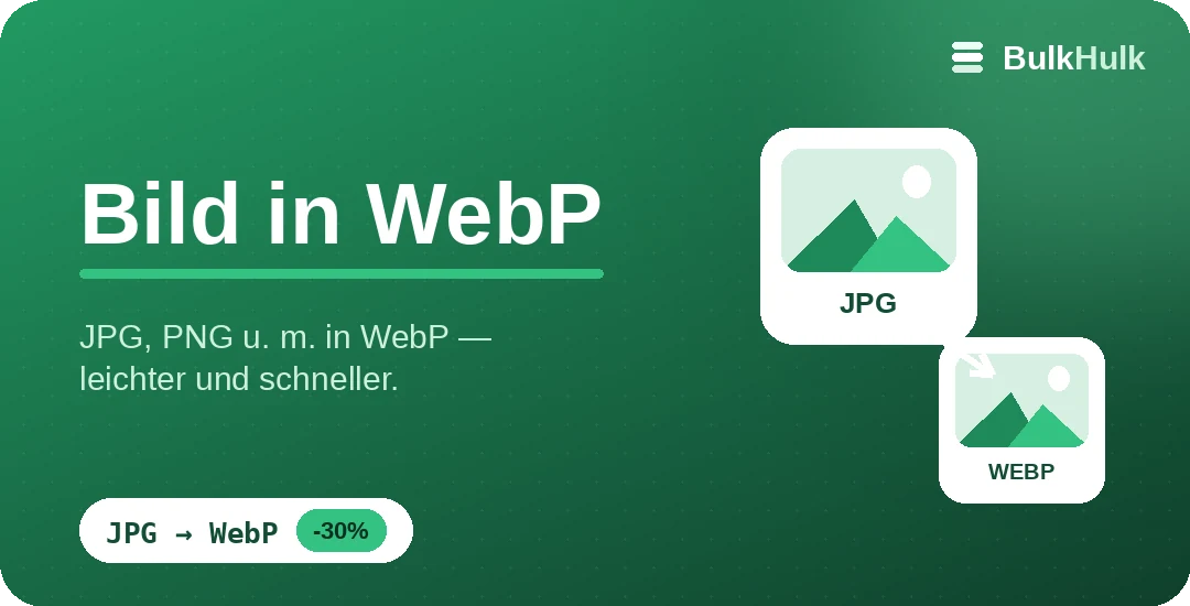 Stapel-Umwandlung von JPG und PNG in WebP für schnellere Websites — kostenloser Online-Konverter