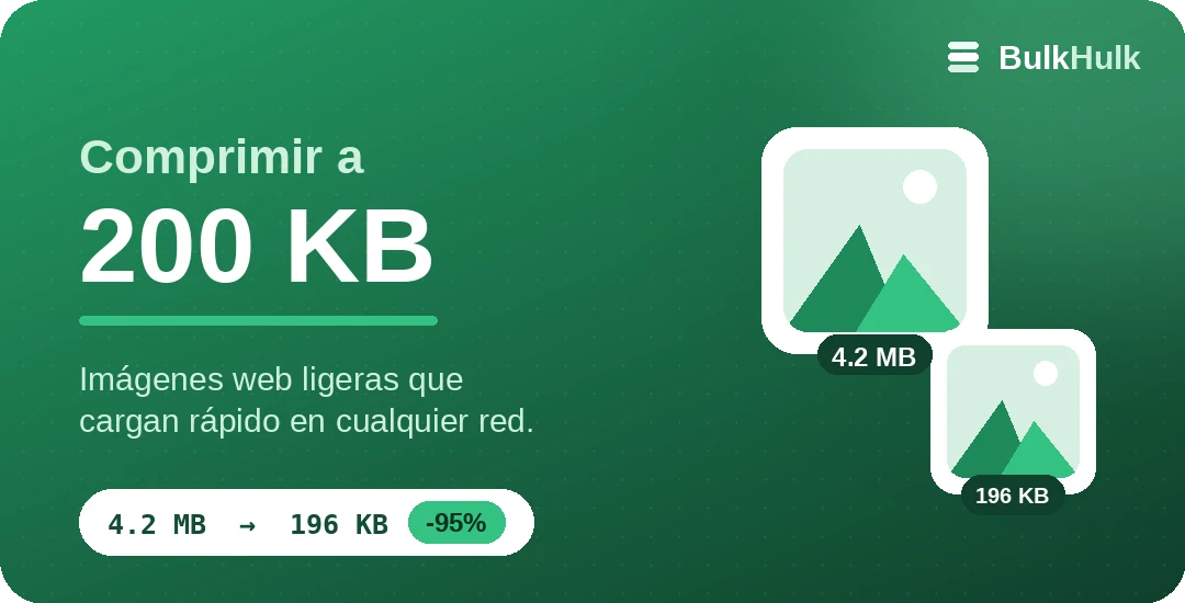 Compresión de imágenes a 200 KB para webs rápidas — herramienta online gratis