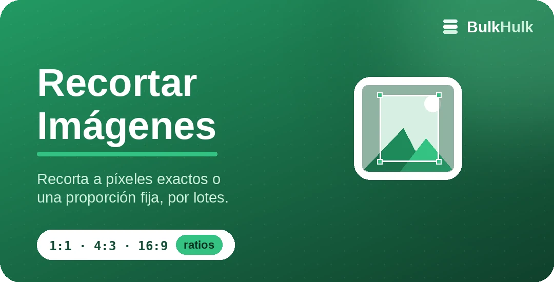 Recorte de imágenes por lotes a 1:1, 16:9 y 4:3 con punto de enfoque — herramienta online gratis