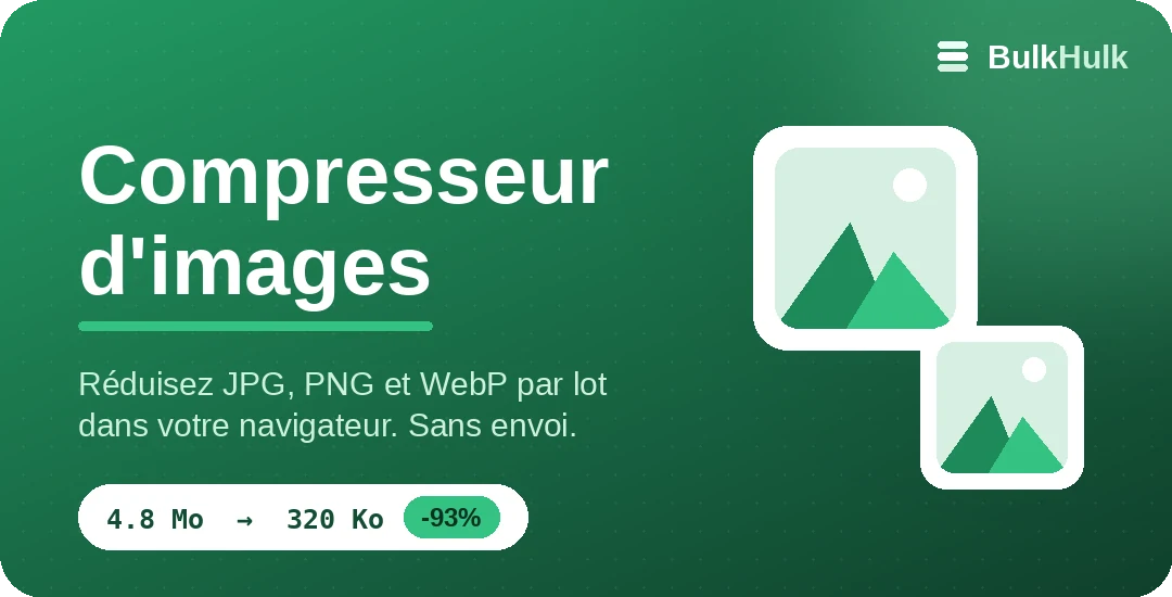 Compresseur d’images par lot réduisant JPG, PNG et WebP — outil en ligne gratuit
