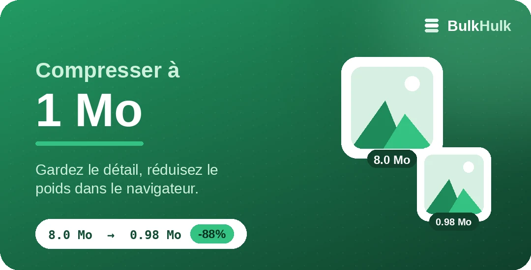Compression d’images à 1 Mo en conservant le détail — outil en ligne gratuit
