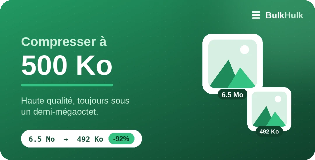 Compression d’images à 500 Ko en haute qualité — outil en ligne gratuit