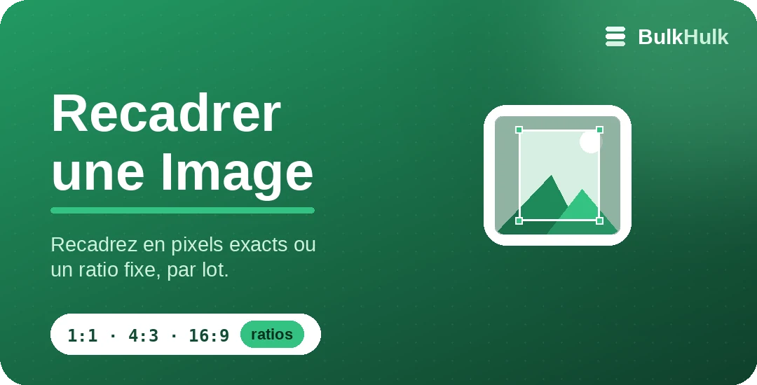 Recadrage d’images par lot en 1:1, 16:9 et 4:3 avec point de cadrage — outil en ligne gratuit