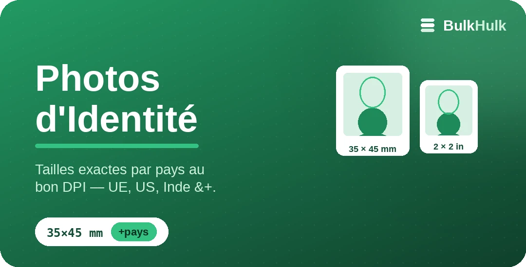 Recadrage de photo d’identité et de visa aux tailles exactes par pays — outil en ligne gratuit