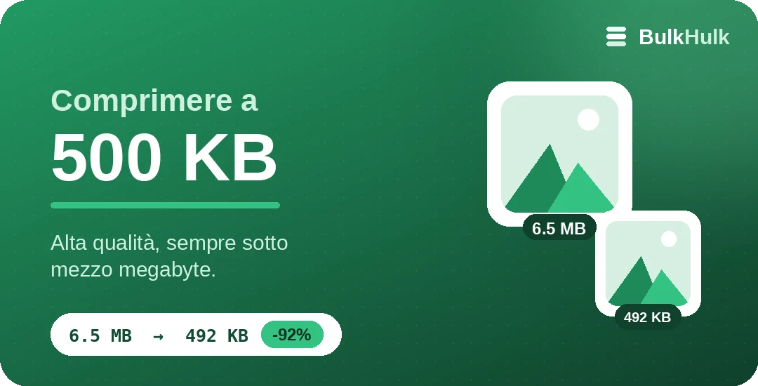 Compressione di immagini a 500 KB in alta qualità — strumento online gratis