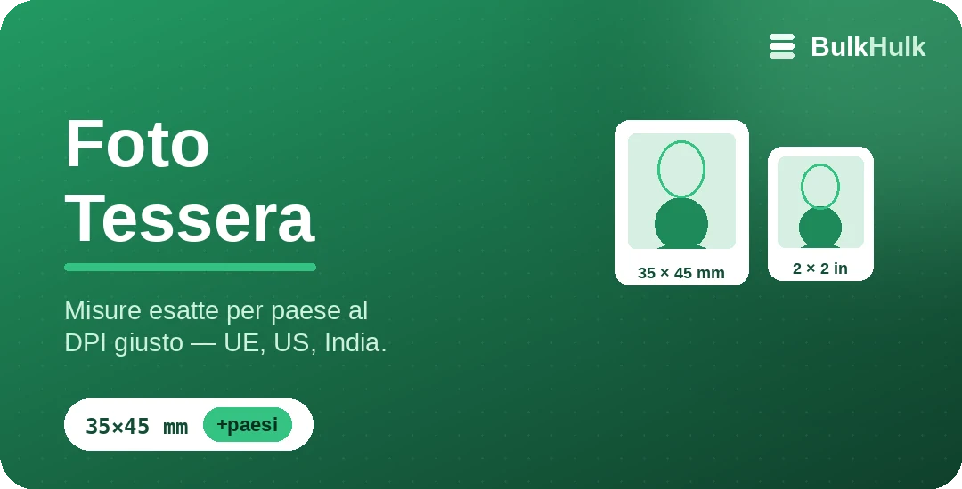 Ritaglio di foto tessera e visto nelle misure esatte per paese — strumento online gratis