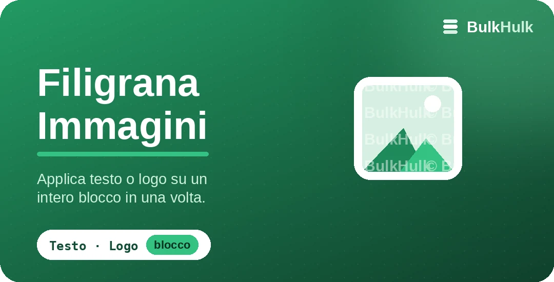 Aggiungere filigrana testo o logo a immagini in blocco — strumento online gratis