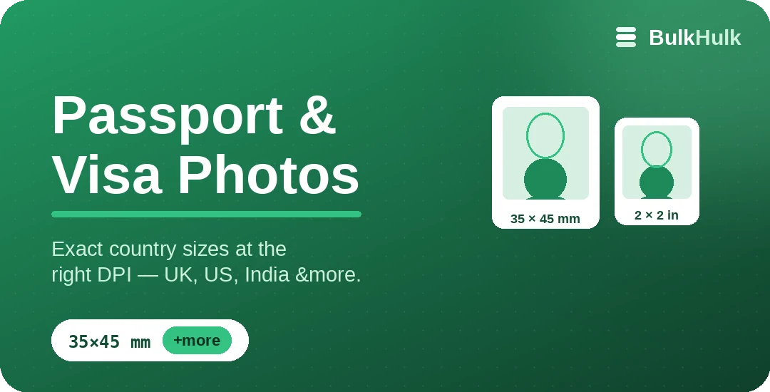 Passport and visa photo cropper with a face-alignment guide and country sizes