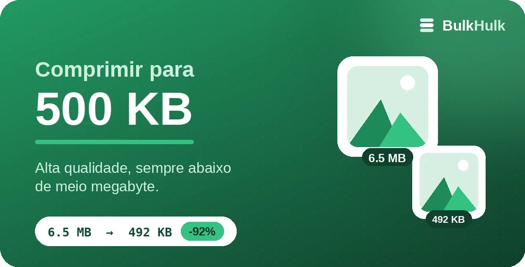 Compressão de imagens para 500 KB em alta qualidade — ferramenta online grátis