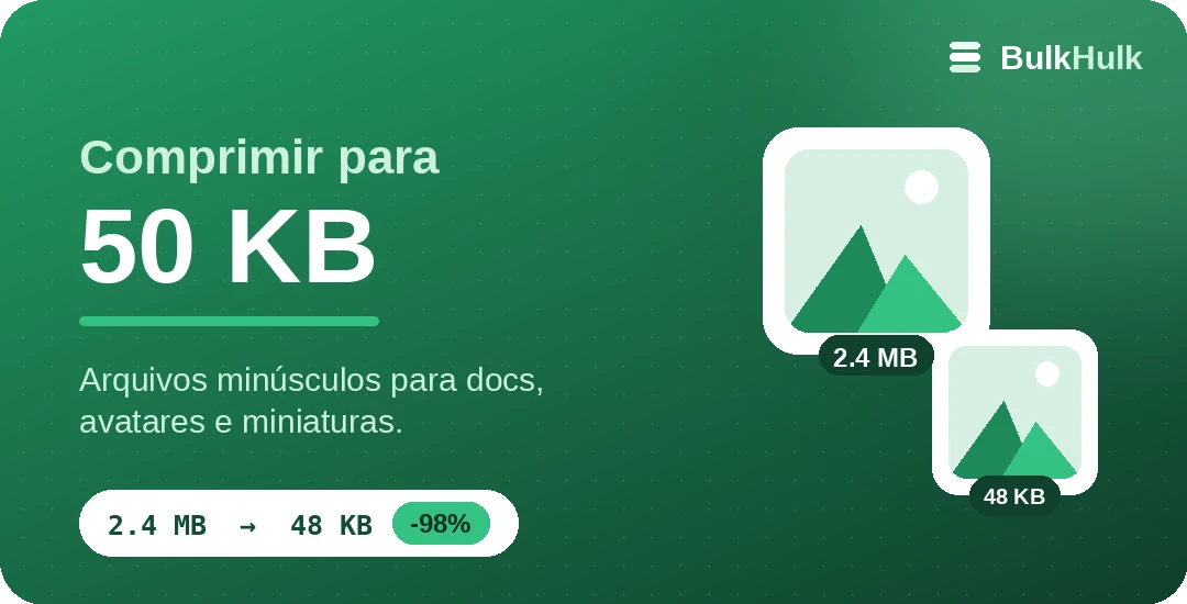 Compressão de imagens para 50 KB para formulários e documentos — ferramenta online grátis