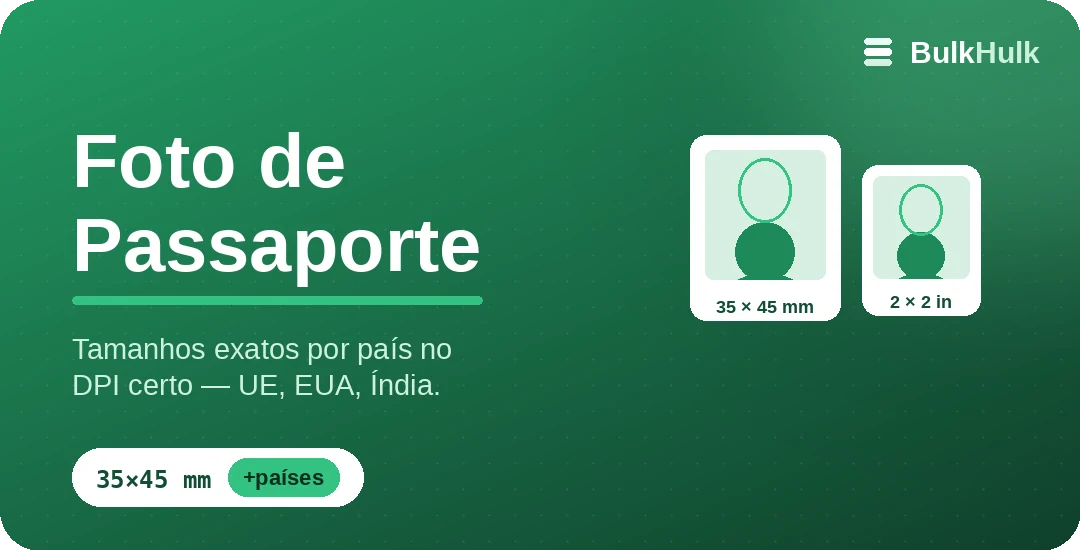 Recorte de foto de passaporte e visto nos tamanhos exatos por país — ferramenta online grátis