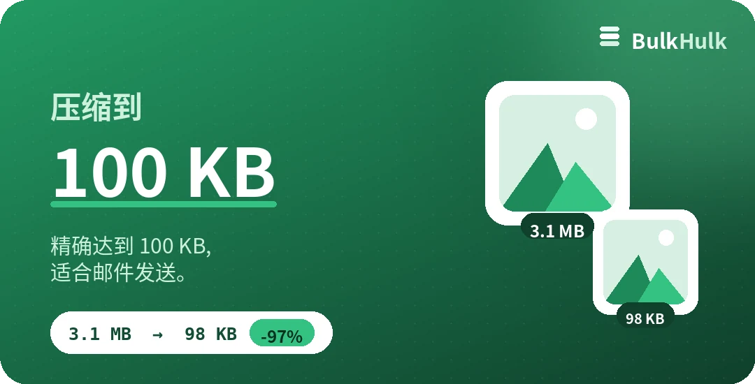 把图片压缩到 100 KB 用于邮件和网站 — 免费在线工具