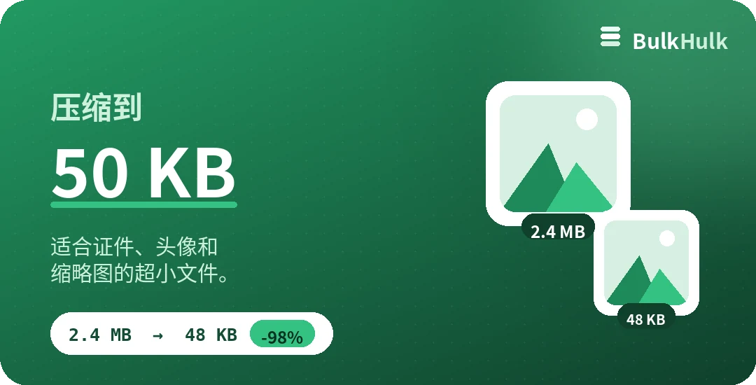 把图片压缩到 50 KB 用于表单和证件 — 免费在线工具