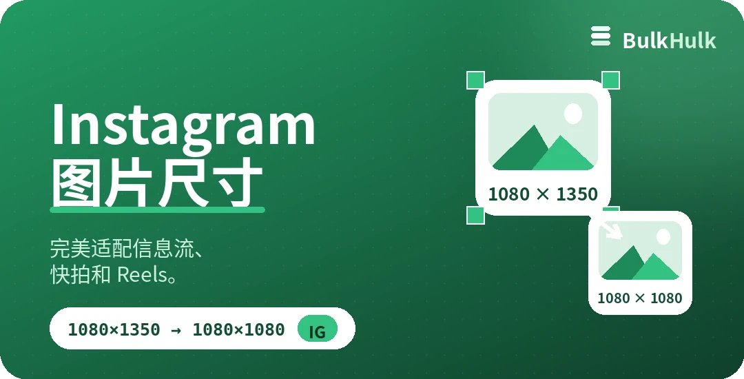 Instagram 图片尺寸工具 — 信息流、快拍和 Reels，免费在线工具